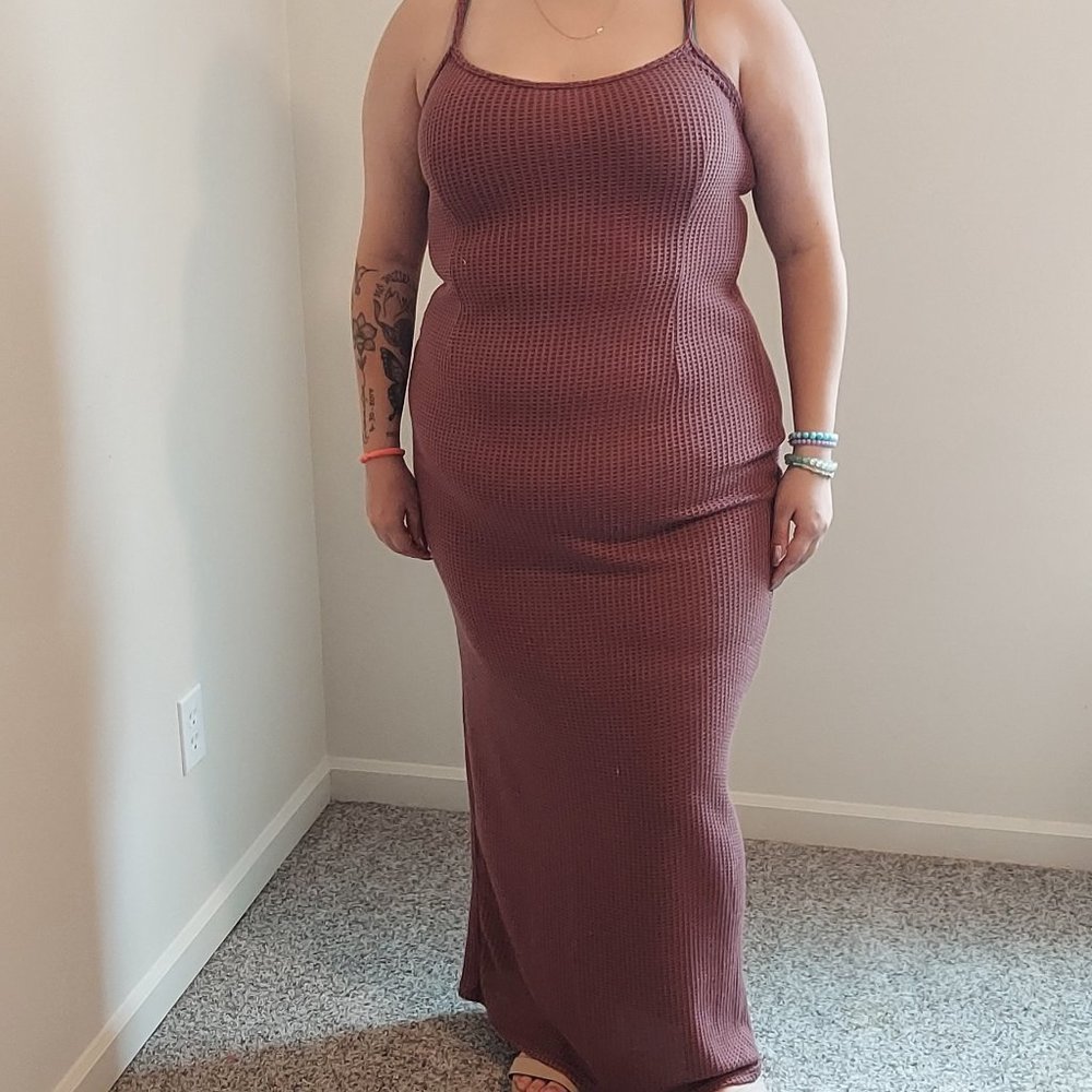 Plus Size Pretty Little Things Waffle Pattern Sleeveless Maxi Dress, Size 14